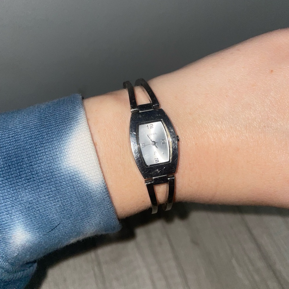 Used Silver Fossil Watch